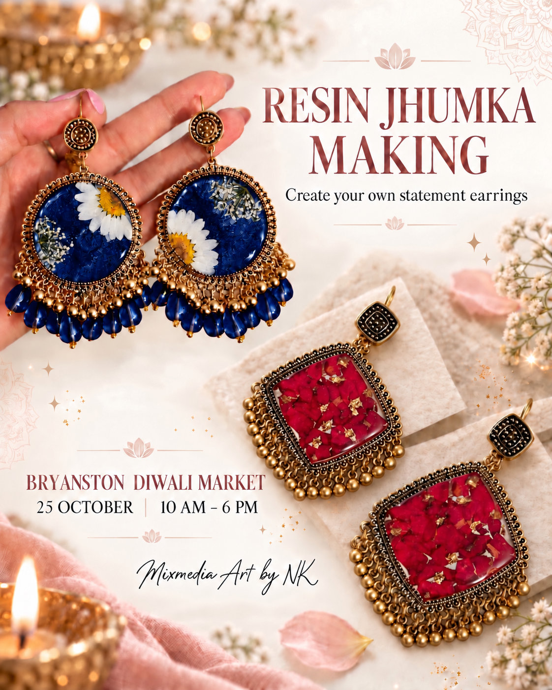 25 Oct - Resin Art - Jhumka making (Diwali Special) @Bryanston Organic Market, Johannesburg