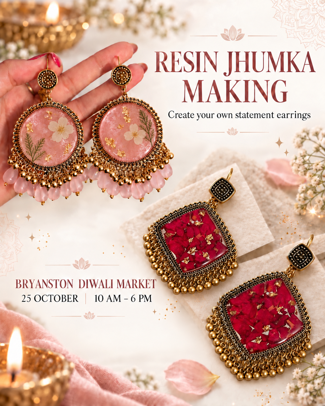 25 Oct - Resin Art - Jhumka making (Diwali Special) @Bryanston Organic Market, Johannesburg