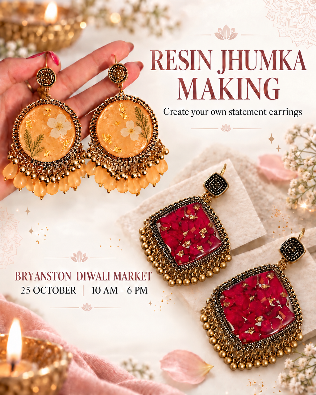 25 Oct - Resin Art - Jhumka making (Diwali Special) @Bryanston Organic Market, Johannesburg